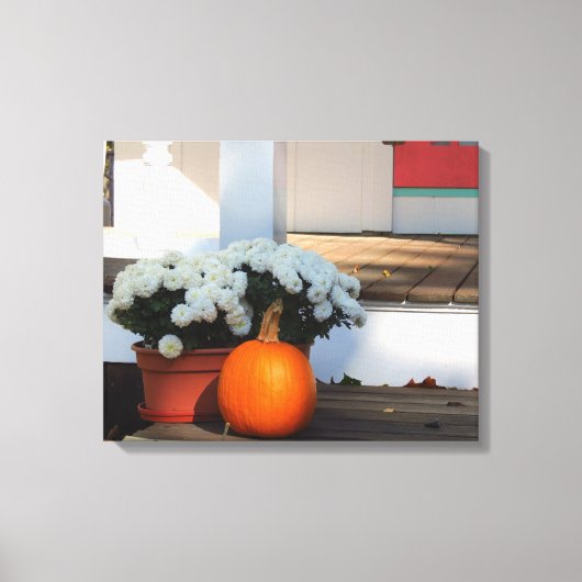 Pumpkin und White Mums - Martha's Vineyard Leinwanddruck (Vorderseite)