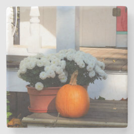 Pumpkin und White Mums - Martha's Vineyard Steinuntersetzer