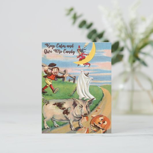 Pumpkin-Unfall mit Pig Postkarte (Stehend Vorderseite)