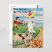 Pumpkin-Unfall mit Pig Postkarte (Vorne/Hinten)