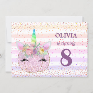 Pumpkin Unicorn Girls 8. Geburtstag Einladung