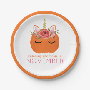 Pumpkin Unicorn sind geboren im November Geburtsta Pappteller