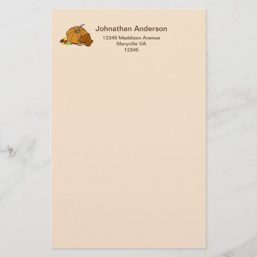 Pumpkin verlasse Süßigkeitsnamen und -adresse Briefpapier (Vorderseite)