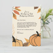 Pumpkin Verlasst Friendsgiving Fest Erntedank Einladung (Stehend Vorderseite)