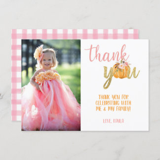 Pumpkin Vielen Dank Foto-Karte - Mädchen (Kariert) Einladung