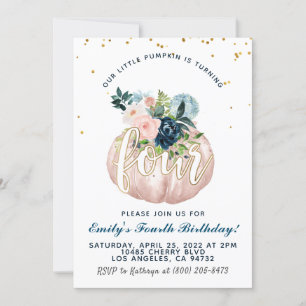 Pumpkin Vierten Geburtstag Einladung
