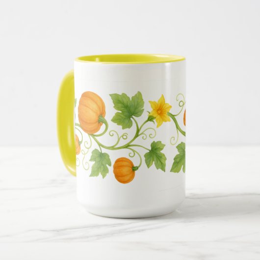Pumpkin Vine mit Blume Frieze Tasse (Vorderseite Links)