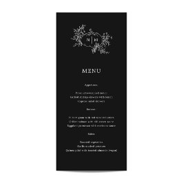 Pumpkin Vines Black Monogram Wedding Menu Menükarte