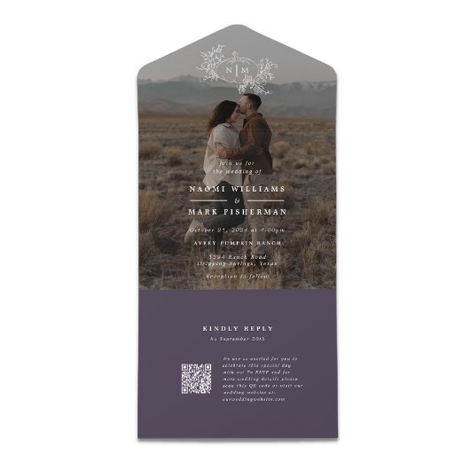 Pumpkin Vines Foto Hochzeitsmonogramm mit UAWG All In One Einladung