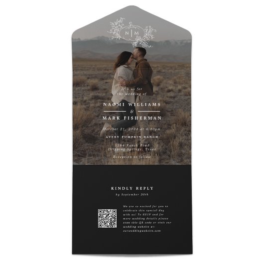 Pumpkin Vines Foto Hochzeitsmonogramm mit UAWG All In One Einladung