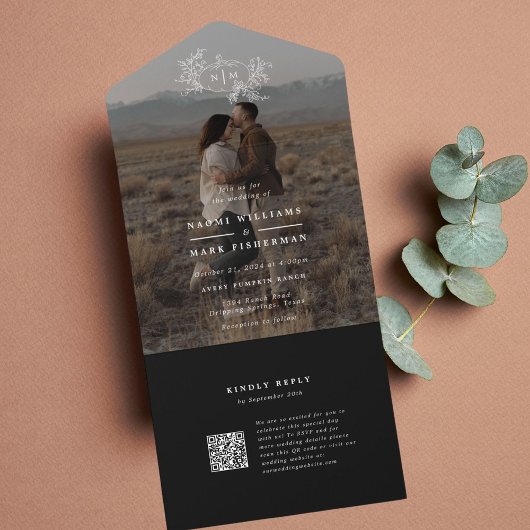 Pumpkin Vines Foto Hochzeitsmonogramm mit UAWG All In One Einladung