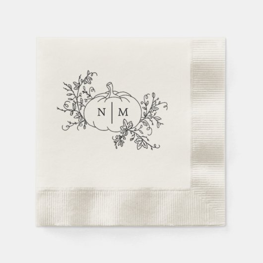 Pumpkin Vines Monogram Serviette (Vorderseite)