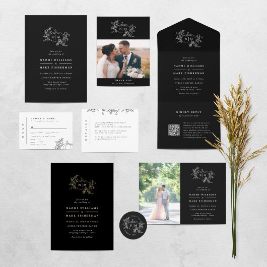 Pumpkin Vines Monogram Wedding Danke Karten