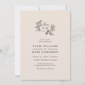 Pumpkin Vines Monogram Wedding Einladung (Vorderseite)