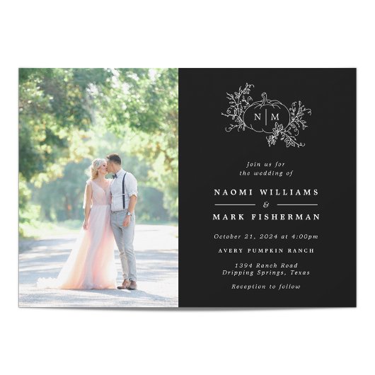 Pumpkin Vines Monogram Wedding Einladung