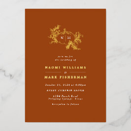 Pumpkin Vines Monogram Wedding Foil Einladung