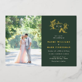 Pumpkin Vines Monogram Wedding Foil Einladung