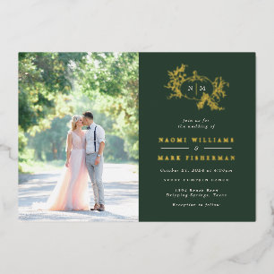 Pumpkin Vines Monogram Wedding Foil Einladung