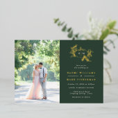 Pumpkin Vines Monogram Wedding Foil Einladung (Stehend vorne)