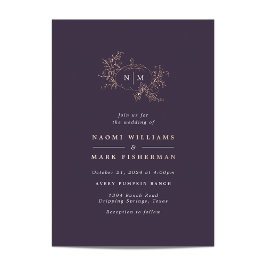 Pumpkin Vines Monogram Wedding Foil Einladung