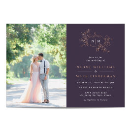 Pumpkin Vines Monogram Wedding Foil Einladung