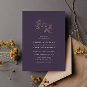 Pumpkin Vines Monogram Wedding Foil Einladung