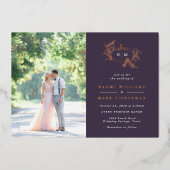 Pumpkin Vines Monogram Wedding Foil Einladung (Vorderseite)