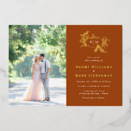 Pumpkin Vines Monogram Wedding Foil Einladung