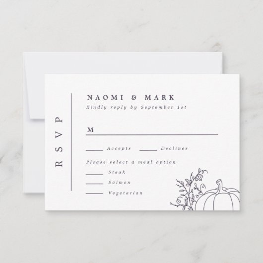 Pumpkin Vines Monogram Wedding RSVP Card (Vorderseite)
