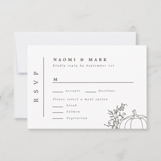 Pumpkin Vines Monogram Wedding RSVP Card (Vorderseite)