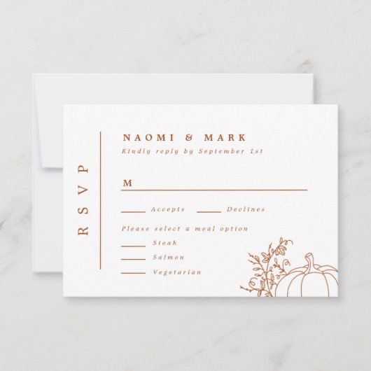 Pumpkin Vines Monogram Wedding RSVP Card Karte (Vorderseite)
