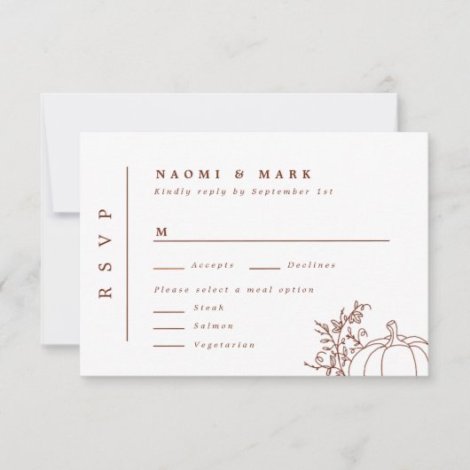 Pumpkin Vines Monogram Wedding RSVP Card Karte (Vorderseite)