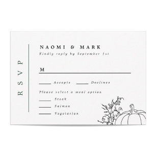 Pumpkin Vines Monogram Wedding RSVP Card Karte