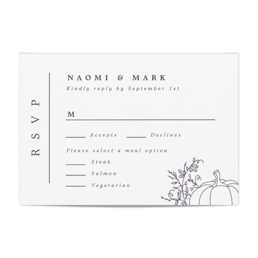 Pumpkin Vines Monogram Wedding RSVP Card Karte