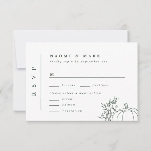 Pumpkin Vines Monogram Wedding RSVP Karte (Vorderseite)
