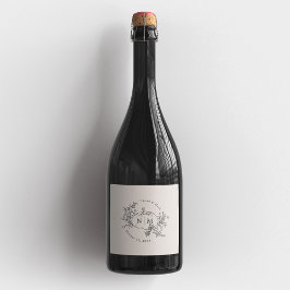 Pumpkin Vines Monogram Wedding Schaumweinetikett