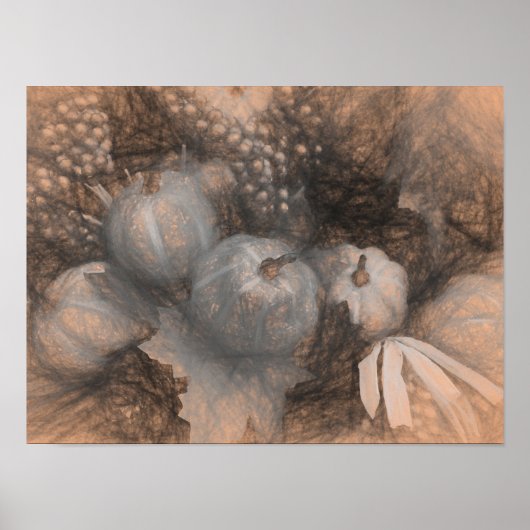 Pumpkin Vintag Antique Sepia Gray Fall Sketch Poster (Vorne)
