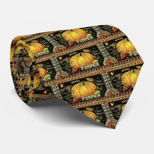 Pumpkin-Vintag-Etikett Krawatte (Gerollt)