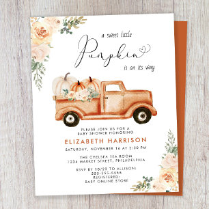 Pumpkin Vintag Truck Baby Dusche Einladung