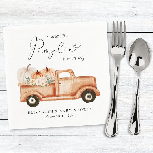 Pumpkin Vintag Truck Wasserfarbe Kinderdusche Serviette