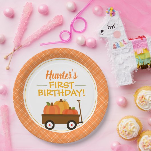 Pumpkin Wagon Fall Birthday Party Pappteller (Party)