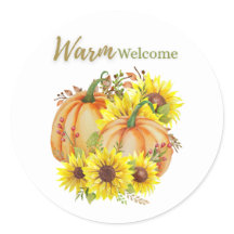 Pumpkin Warm Welcome Classic Round Sticker