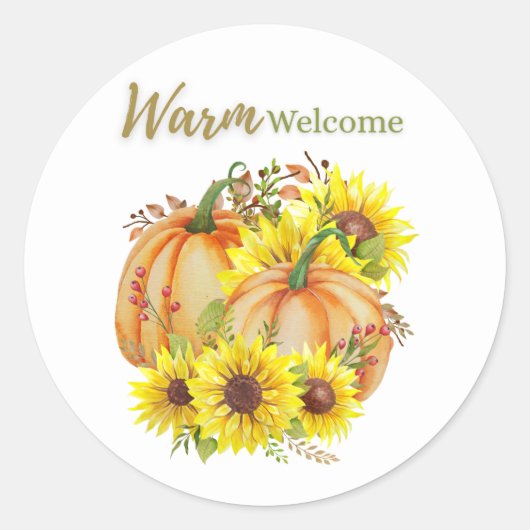 Pumpkin Warm Welcome Classic Round Sticker (Vorderseite)