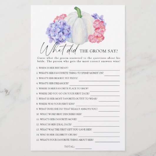 Pumpkin - Was hat der Bräutigam zu Brautspiel gesa (Vorderseite)