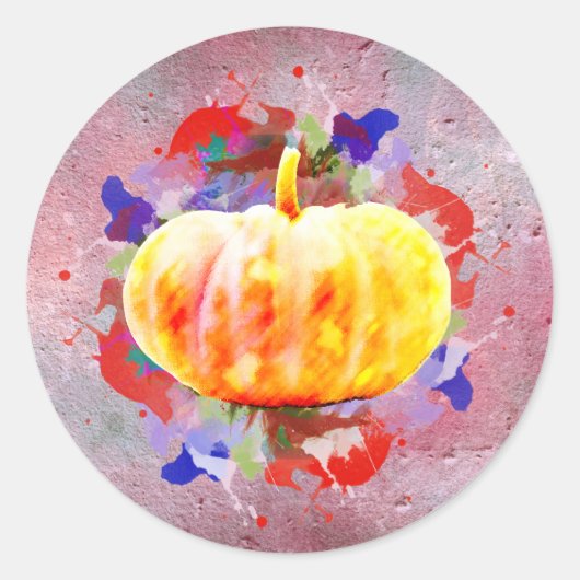 Pumpkin Wassercolor Halloween Herbssaison Runder Aufkleber (Vorderseite)