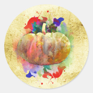 Pumpkin Wassercolor Halloween Herbssaison Runder Aufkleber