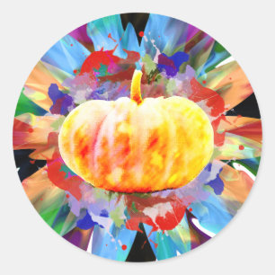 Pumpkin Wassercolor Halloween Herbssaison Runder Aufkleber