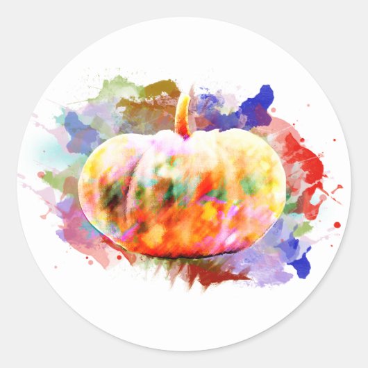 Pumpkin Wassercolor Halloween Herbssaison Runder Aufkleber (Vorderseite)