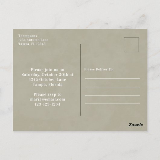 Pumpkin Wasserfarbe Einfaches Herbstfest Postkarte (Rückseite)