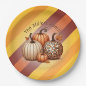 Pumpkin Wasserfarbe Elegantes personalisiertes Mus Pappteller (Vorderseite)